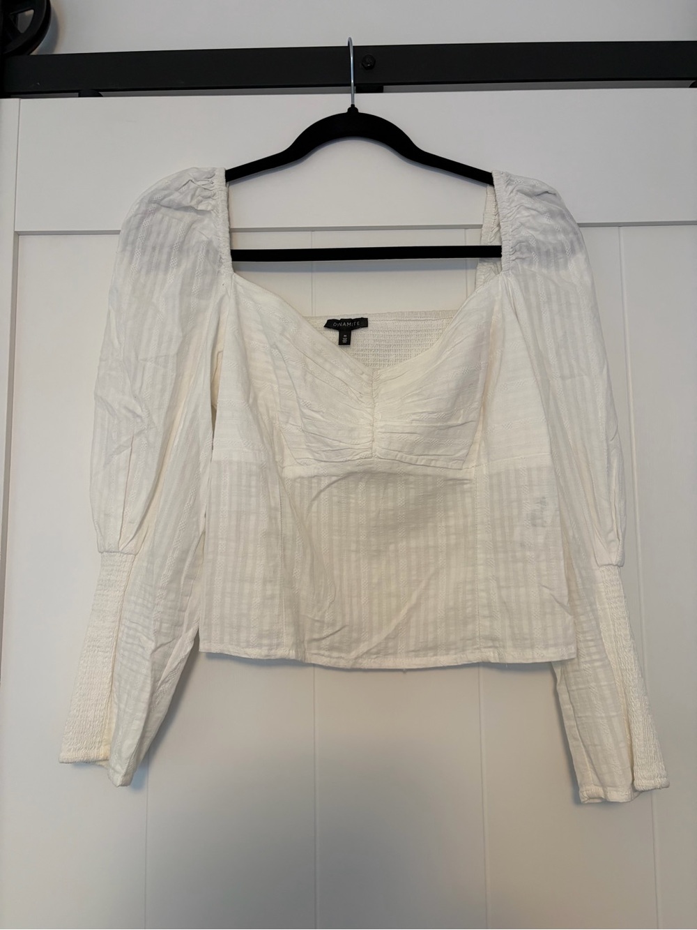 Dynamite Ivory Square Neck Puff Sleeve Blouse
